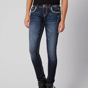 Miss Me Signature Skinny Stretch Jean Dark Wash Low Rise 25 Rhinestone Western